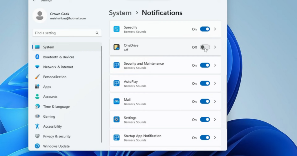 Adjust Notification Settings