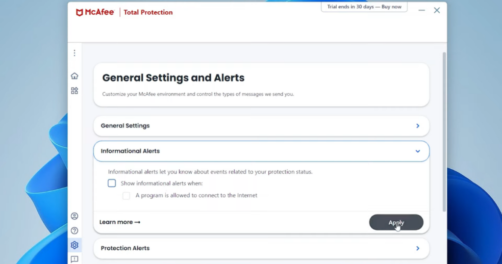 McAfee Antivirus Settings