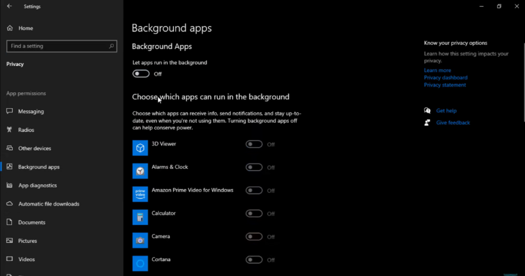 Turn Off Background Apps and Update Windows